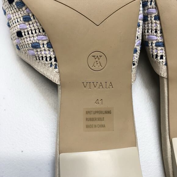 Vivaia Jade Square Toe Wide Band Heeled Sandal Multi Blue Women's Size 41 - Picture 2 of 8